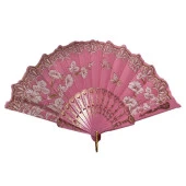 YELPAZE  Şık Doğal Serinletici 877-9 Çiçekli Pembe Yelpaze - 1