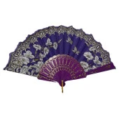 YELPAZE  Şık Doğal Serinletici 877-9 Çiçekli Mor Yelpaze - 1