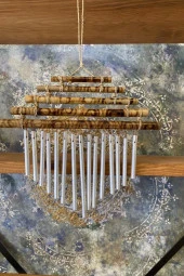 Rüzgar Çanı Deprem Zili Çanı Ahşap Metal Borulu Bambulu thumbnail 2