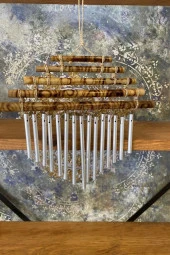 Rüzgar Çanı Deprem Zili Çanı Ahşap Metal Borulu Bambulu thumbnail 4