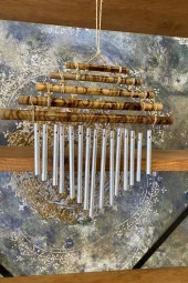 Rüzgar Çanı Deprem Zili Çanı Ahşap Metal Borulu Bambulu thumbnail 5