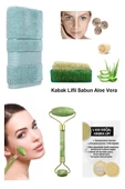 5li Set Kabak Lifli Aloe Veralı Sabun Havlu Yüz Masaj Aleti Lifli Yüz Kesesi Sivilce Leke Ruşur Taşı - 1
