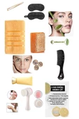 1O'lu Yüz Göz Rahatlatıcı Yoga Gerdirme Sıkılaştırma Set Yeşim Taşı Gözenek Temizleme Peeling Fırça - 1