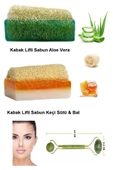 3'lü Set Doğal Kabak Lifli Keçi Sütü & Ballı & Aloe Vera Özlü Sabun Çift Taraflı Yüz Masaj Aleti - 1