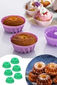 6 Adet Mini Silikon Kek Pasta Kalıbı Muffin Cupcake Renkli Kalıplar - 2