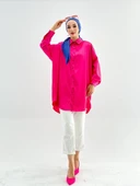 VıoShıne Kadın Oversize Saten Gömlek - 4