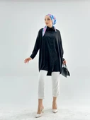VıoShıne Kadın Oversize Saten Gömlek - 11