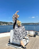 VıoShıne Kadın Desenli Saten Elbise - 11