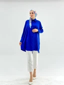 VıoShıne Kadın Oversize Saten Gömlek - 10