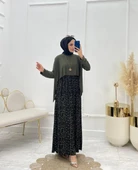 VıoShıne Kadın Sany Kumaş Leopar Desenli Pelerinli Elbise - 3