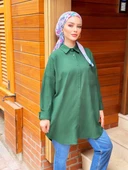 VıoShıne Kadın Düğmeli Bürümcük Keten Gömlek - 4