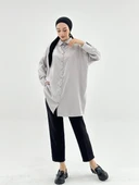 VıoShıne Kadın Oversize Saten Gömlek - 1