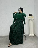 VıoShıne Kadın Sany Kumaş Leopar Desenli Pelerinli Elbise - 10