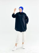 VıoShıne Kadın Düğmeli Bürümcük Keten Gömlek - 2