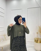 VıoShıne Kadın Sany Kumaş Leopar Desenli Pelerinli Elbise - 4