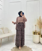 VıoShıne Kadın Sany Kumaş Leopar Desenli Pelerinli Elbise - 5
