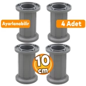 Letto Ayarlanabilir Dolap Mobilya Koltuk Kanepe Tezgah Tv Ünitesi Ayağı Gri Ayakları 10 cm 4 Adet - 1