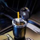Coofbe Premium Car Ashtray Led Işıklı Taşınabilir Kapaklı Araba Küllük Kül Tablası Yıkanabilir Küllük - 1