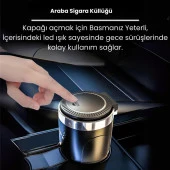 Coofbe Premium Car Ashtray Led Işıklı Taşınabilir Kapaklı Araba Küllük Kül Tablası Yıkanabilir Küllük - 2