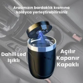 Coofbe Premium Car Ashtray Led Işıklı Taşınabilir Kapaklı Araba Küllük Kül Tablası Yıkanabilir Küllük - 5