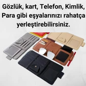 Polham Organizer Güneşlik Araç Cüzdanı, Telefon Tutucu, Gözlük, Kartlık, Kimlik, Para, Kalem Tutucu - 2