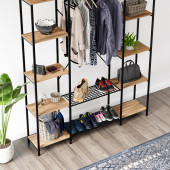 Eportatif Çok Amaçlı Metal Ayaklı Çift Raflı Dolap Ayakkabılık Portatif Portmanto Gardırop Çam 1373 - 3