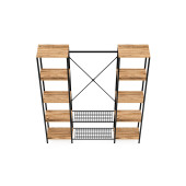 Eportatif Çok Amaçlı Metal Ayaklı Çift Raflı Dolap Ayakkabılık Portatif Portmanto Gardırop Çam 1373 - 7