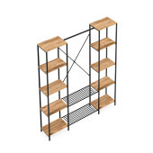 Eportatif Çok Amaçlı Metal Ayaklı Çift Raflı Dolap Ayakkabılık Portatif Portmanto Gardırop Çam 1373 - 8