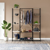 Eportatif Çok Amaçlı Metal Ayaklı Çift Raflı Dolap Ayakkabılık Portatif Portmanto Gardırop Beyaz 1374 - 1