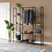 Eportatif Çok Amaçlı Metal Ayaklı Çift Raflı Dolap Ayakkabılık Portatif Portmanto Gardırop Beyaz 1374 - 2