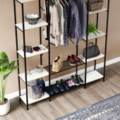 Eportatif Çok Amaçlı Metal Ayaklı Çift Raflı Dolap Ayakkabılık Portatif Portmanto Gardırop Beyaz 1374 - 3