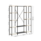 Eportatif Çok Amaçlı Metal Ayaklı Çift Raflı Dolap Ayakkabılık Portatif Portmanto Gardırop Beyaz 1374 - 6