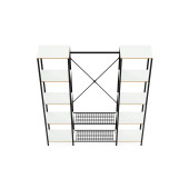 Eportatif Çok Amaçlı Metal Ayaklı Çift Raflı Dolap Ayakkabılık Portatif Portmanto Gardırop Beyaz 1374 - 7