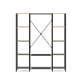 Eportatif Çok Amaçlı Metal Ayaklı Çift Raflı Dolap Ayakkabılık Portatif Portmanto Gardırop Füme 1375 - 4