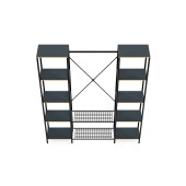 Eportatif Çok Amaçlı Metal Ayaklı Çift Raflı Dolap Ayakkabılık Portatif Portmanto Gardırop Füme 1375 - 7