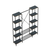 Eportatif Çok Amaçlı Metal Ayaklı Çift Raflı Dolap Ayakkabılık Portatif Portmanto Gardırop Füme 1375 - 8