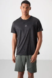 Tommy Life Siyah Polyester Nefes Alan Jakarlı İnce Esnek Standart Fit Erkek Performans T-Shirt - 88397 - 1