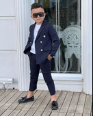 MODAVALS 4 PARÇA 6 DÜĞMELİ CEKETLİ ERKEK ÇOCUK TAKIM ELBİSE - BEYAZ TSHIRT - 10