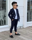 MODAVALS 4 PARÇA 6 DÜĞMELİ CEKETLİ ERKEK ÇOCUK TAKIM ELBİSE - BEYAZ TSHIRT - 9