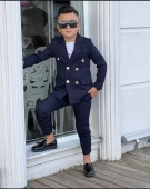 MODAVALS 4 PARÇA 6 DÜĞMELİ CEKETLİ ERKEK ÇOCUK TAKIM ELBİSE - BEYAZ TSHIRT - 2