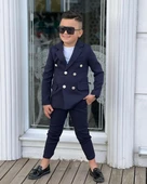 MODAVALS 4 PARÇA 6 DÜĞMELİ CEKETLİ ERKEK ÇOCUK TAKIM ELBİSE - BEYAZ TSHIRT - 6