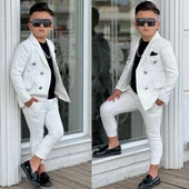 MODAVALS 4 PARÇA ÇİZGİLİ CEKETLİ ERKEK ÇOCUK TAKIM ELBİSE - 5