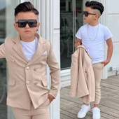 MODAVALS 4 PARÇA ÇİZGİLİ CEKETLİ ERKEK ÇOCUK TAKIM ELBİSE - 9