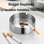 Coofbe Ahşap Kapaklı Masaüstü Küllük Kül Tablası Paslanmaz Çelik Kül Tablası Koku Engellemeli Küllük - 10