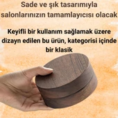 Coofbe Ahşap Kapaklı Masaüstü Küllük Kül Tablası Paslanmaz Çelik Kül Tablası Koku Engellemeli Küllük - 4