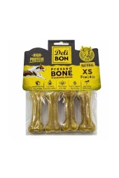 Delibon Deri Köpek Çiğneti Pres Kemik 4x7 Cm Natural - 1