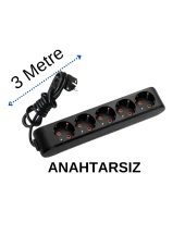 Viko (5'Li) Beşli Priz Topraklı Kablolu Siyah 3 (Üç) Metre thumbnail 1