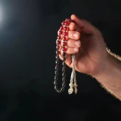 Gümüş İşleme Ateş Kehribar Tesbih - 1