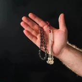 Gümüş İşleme Ateş Kehribar Tesbih - 2