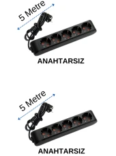 Viko (5'Li) Beşli Priz Topraklı Kablolu Siyah 5 (Beş) Metre (2 Adet) - 1